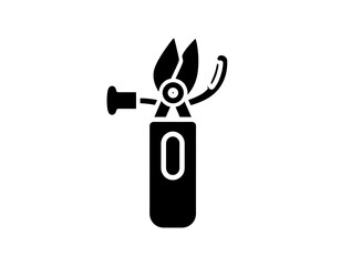 Black icon of secateurs in a case