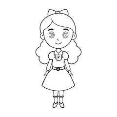 An Irish girl coloring page featuring a smiling lass in traditional dress, with braided hair, shamrock accents, and cheerful charm ready for kids to color with creativity.
