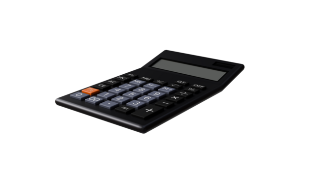 Modern black electronic calculator for business accounting, finance, and mathematical calculations