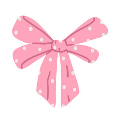 Coquette pink bow for hair or present box in flat trendy style
