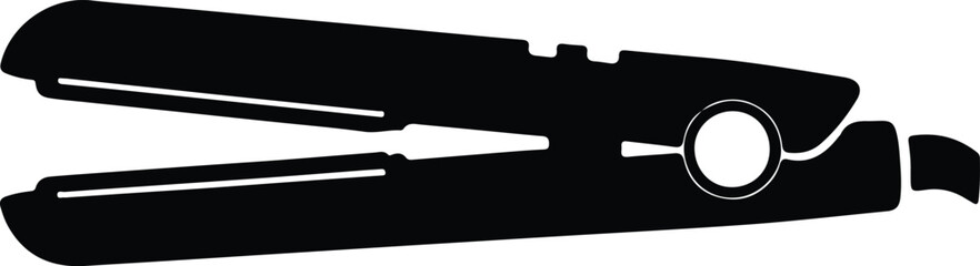 Illustrator Vector Hair straightener tool black outline for beauty salon silhouette