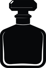 Illustrator Vector Perfume bottle with stopper vintage black silhouette