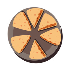 Flatbread Pizza Slices Arranged in a Circle on a Plate - Delicious Food Illustration