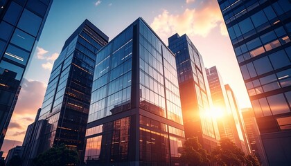 Urban Skyscrapers Dominate the Sky: Modern Architecture in an Impressive Cityscape