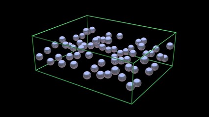 Chaotic arrangement of atoms. Randomly spread particles in a disorganized pattern. Single layer material. 3d render illustration.