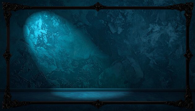 Dark blue background texture with black vignette, surrounded by an old vintage textured border, creates dramatic atmosphere, elegant depth, classic aged feeling, perfect for posters, invitations, phot