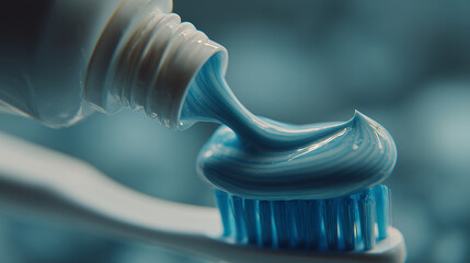 Toothpaste squeezing onto a toothbrush, a simple yet essential act of daily oral hygiene and dental care