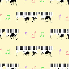 Seamless Pattern Abstract Elements Concert, Performance, Music Piano Keys Notes Vector Design Style Background Illustration Texture For Prints Textiles, Clothing, Gift Wrap, Wallpaper, Pastel