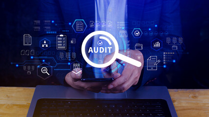 Business Audit concept. check and evaluate financial statement, Financial auditing concept, Audit...