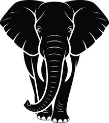 Elephant Silhouette Vector Wildlife Safari Animal Graphic EPS Illustration .