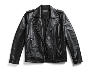 Black leather biker jacket