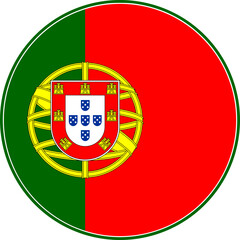 Obraz premium Portugal Circle Flag, Portugal Flag Icon