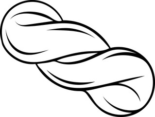 Hand-drawn black and white icon of a wicker bun bread, sketch style illustration of delicious bakery. Simple doodle of rustic pastries and baked goods