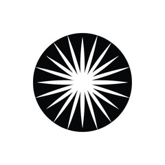 Abstract Sunburst Design in Black and White Circular Pattern Graphic