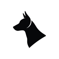 Black Dog Silhouette Vector Illustration of Canine Pet Profile Icon