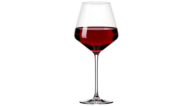 A tall stemmed glass filled with rich red wine showcasing its deep color isolated on white background - Powered by Adobe