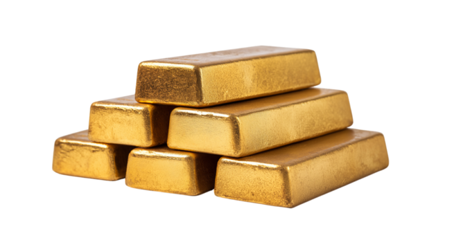 Stack of Shiny Gold Bars isolated on a transparent background 1