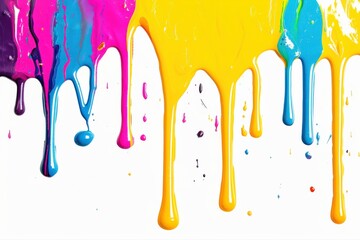 Colorful Abstract Paint Drips Vibrant Dripping Hues Fluid Art Texture on transparent background