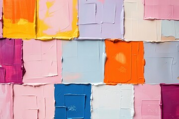 Abstract Colorful Square Oil Paint Impression Textured Palette Knife on transparent background