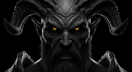 Fierce Demon Creature with Glowing Eyes and Horns Detailed Portrait