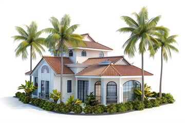 Dream Home with Palm Trees Island Estate Coastal Living Tropical on transparent background