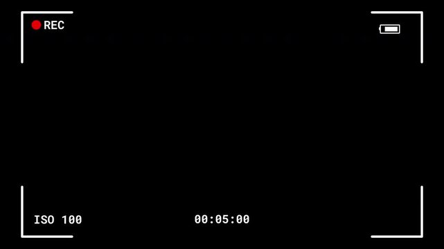 Minimal camcorder overlay with timer centered and REC indicator, style camera screen overlay with central timer and simple layout for video effects