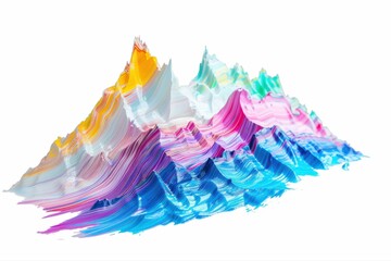 Colorful Peaks Abstract Mountain Landscape Painting Style Vibrant Texture on transparent background