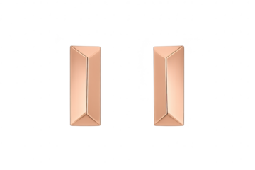 Sleek rose gold rectangular metal bars with polished finish, isolated cut-out.