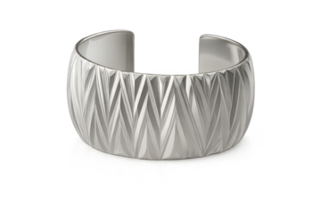 Elegant silver geometric cuff bracelet isolated on transparent background