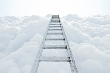 Ascent above the clouds stairway to success white ladder to dreams fluffy on transparent background