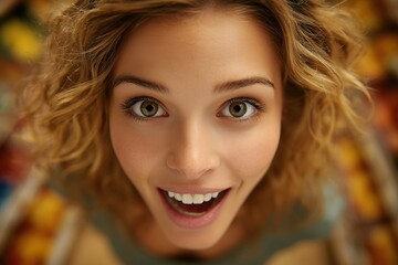 Excited Young Woman Enjoying Shopping Spree
