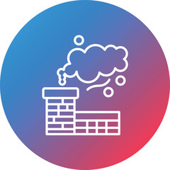 Chimney Pollution Line Gradient Circle Background Icon