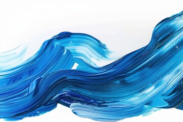 Abstract waves of ultramarine blue paint art isolated background painting on transparent background