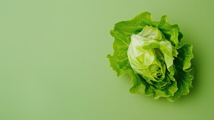 Fresh Green Iceberg Lettuce Head on Light Green Background a Healthy Diet on transparent background