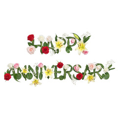 Elegant floral arrangement spelling out mother and love isolated on transparent background