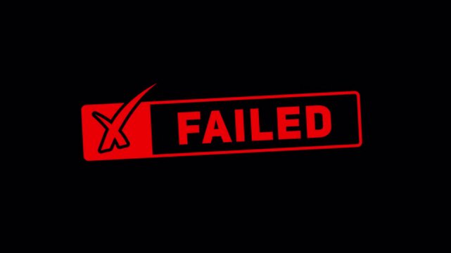 Animated Red FAILED X Mark Stamp on Alpha Channel | Transparent Background Looping Examination Test Failure Grunge Concept 4K