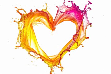 Love Heart Liquid Splash Isolated Valentine s Romance Orange Red Splatter on transparent background