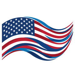 American Flag Waving in the Wind - Patriotic Symbol.