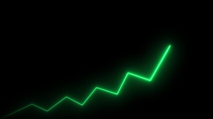 Market Recovery Concept. Successful growth trend olive line graph going Up.Abstract neon line arrow down business graph with black background. - Powered by Adobe