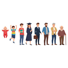 Obraz premium Human life cycle stages from infancy to old age.