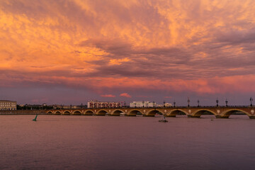 old bridge at sunset