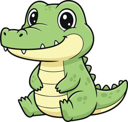 Cute Sitting Crocodile Cartoon