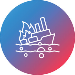 Burning Ship Line Gradient Circle Background Icon