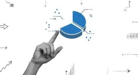 Business Analytics: Hand Interacting with Pie Chart Infographic