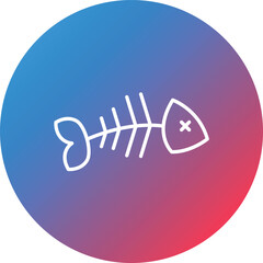 Fish Bone Line Gradient Circle Background Icon