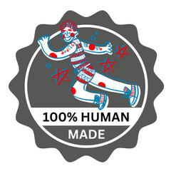 100 percent self made human made running sticker