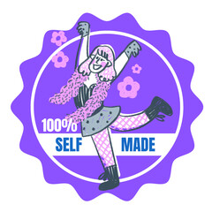 100 percent self made human made pink sticker