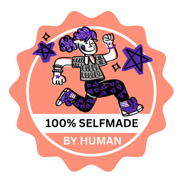 100 percent self made human made coral running sticker