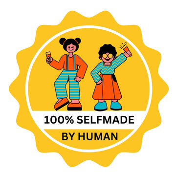100 percent self made human made yellow sticker