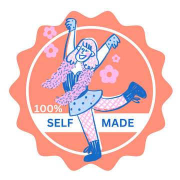 100 percent self made human made coral funny sticker